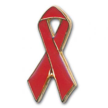 AIDS-Schleife, Red Ribbon Pin mit Goldrand, 19 mm